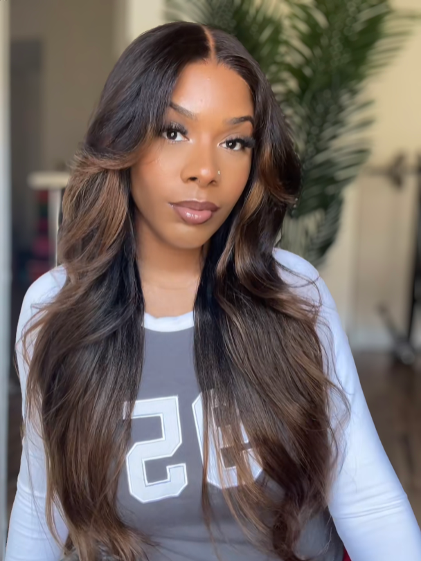 Beautyforever New V-Part Yaki Looe Wave Chestnut Brown Ombre Wig